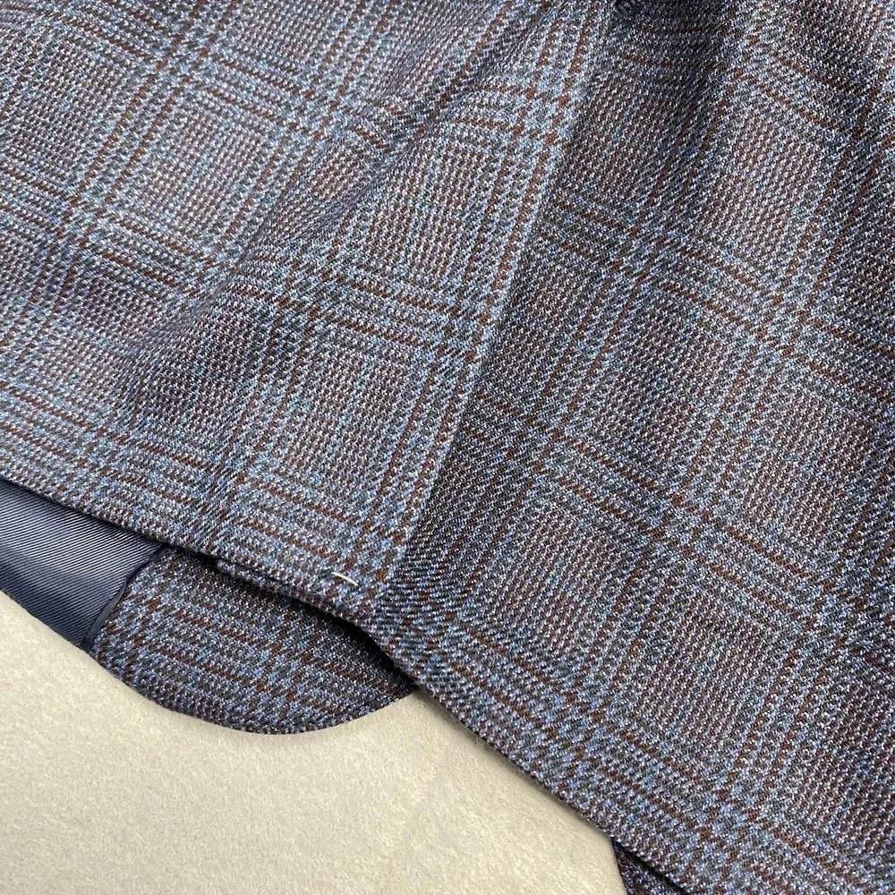 Stafford Jacket Mens 54R Blue 2 Blazer Glen Plaid Wool Blend Sport Coat